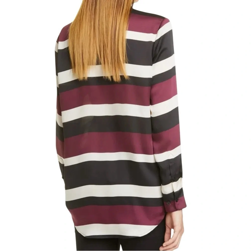 NWT EQUIPMENT ESSENTIAL BLOCK-STRIPE BUTTON-DOWN SHIRT IN TRUE BLACK MULTI SZ M - Picture 3 of 9